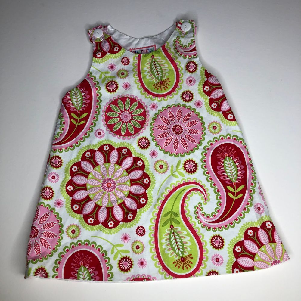 Southern Tots Pink Green Classic Dress, 2T